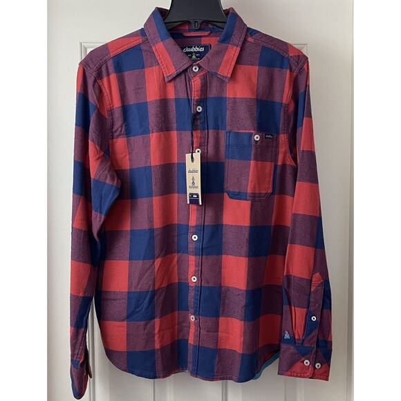 Chubbies Slumberjack Red Navy Plaid Flannel M NWT - Picture 3 of 15